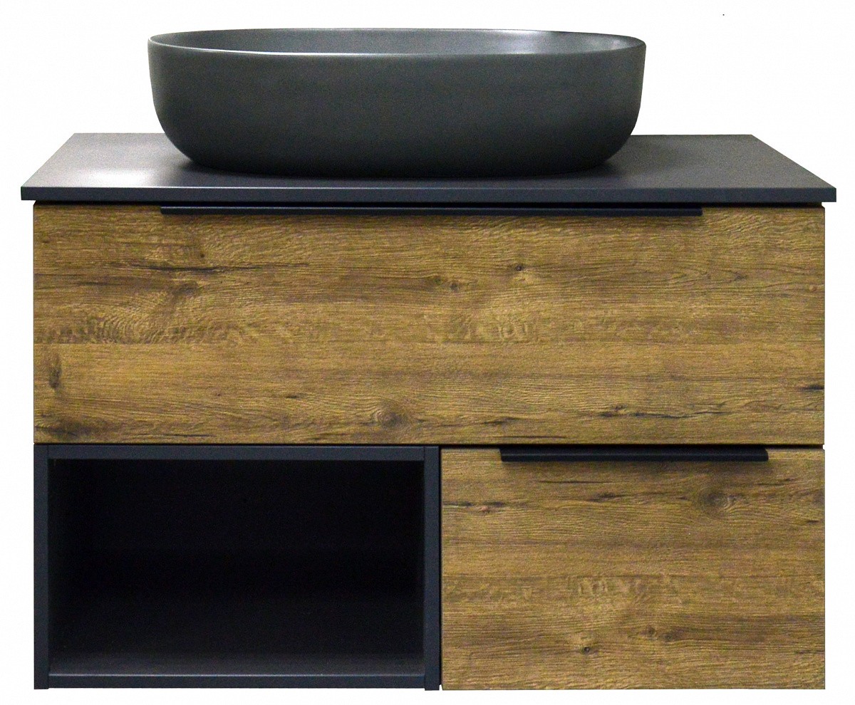 Приобрести тумба подвесная azario gris 90 со столешницей, дуб веллингтон/антрацит