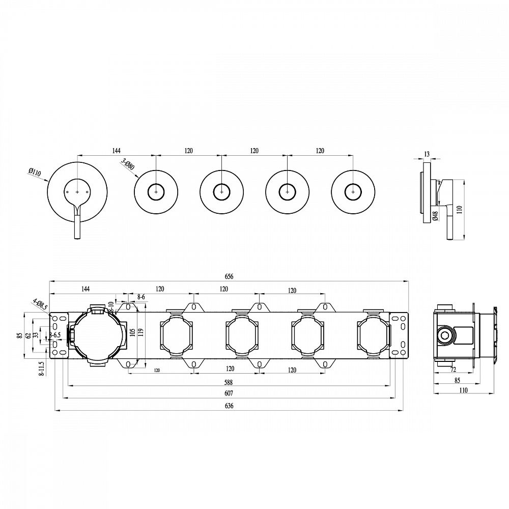 Приобрести raglo встраиваемый смеситель для душа, кнопочное управление, графит r20.274.09