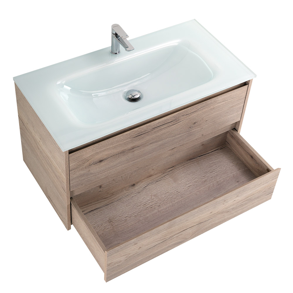 Приобрести belbagno тумба с раковиной kraft 100 см, подвесная rovere galifax bianco, стеклянная раковина