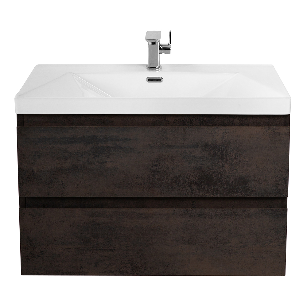 Приобрести cezares тумба подвесная с раковиной molveno 80 см ossido, темно коричневая molveno-80-2c-so-oss