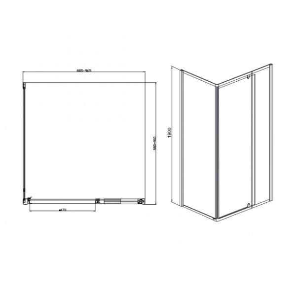 Приобрести душевое ограждение sole cube 900x900(1000)x1900 см, хром/прозрачное