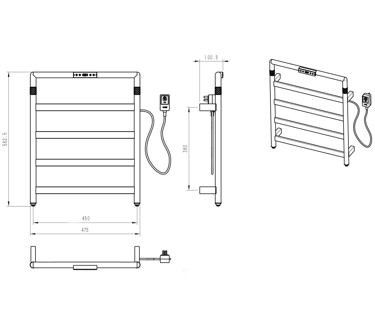 Приобрести полотенцесушитель электрический wonzon & woghand köln, темный графит (ww-a6014-gm)