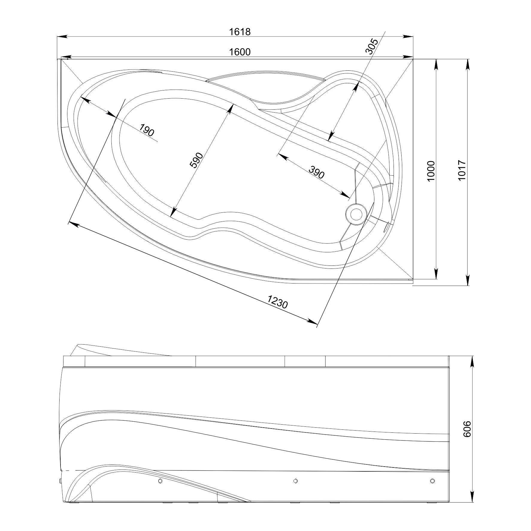 Приобрести mirsant ванна акриловая ливадия 160*100 см, белая, правая ут000019630