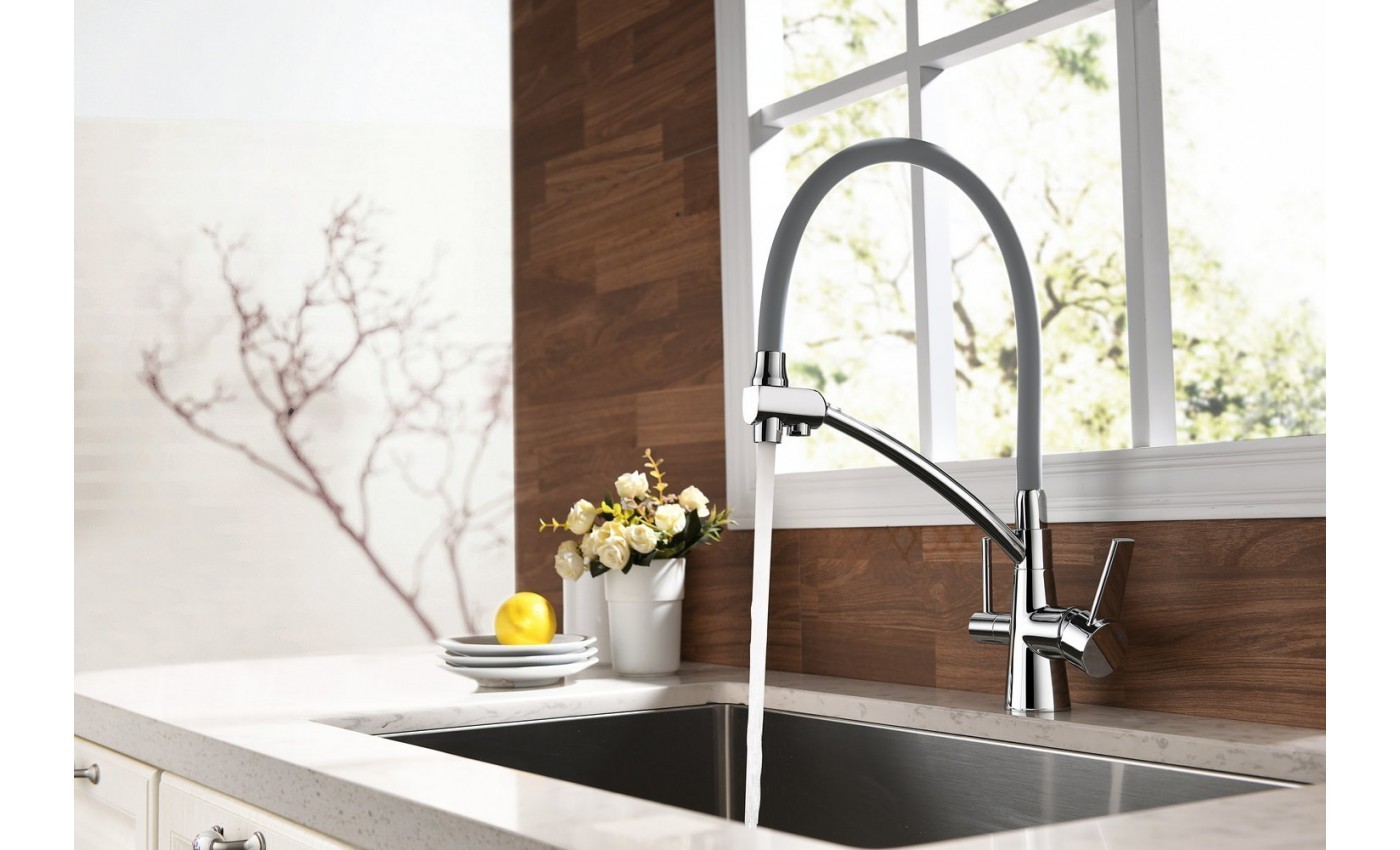 Приобрести lemark смеситель для кухни comfort с подключением к фильтру, серый lm3071c-gray