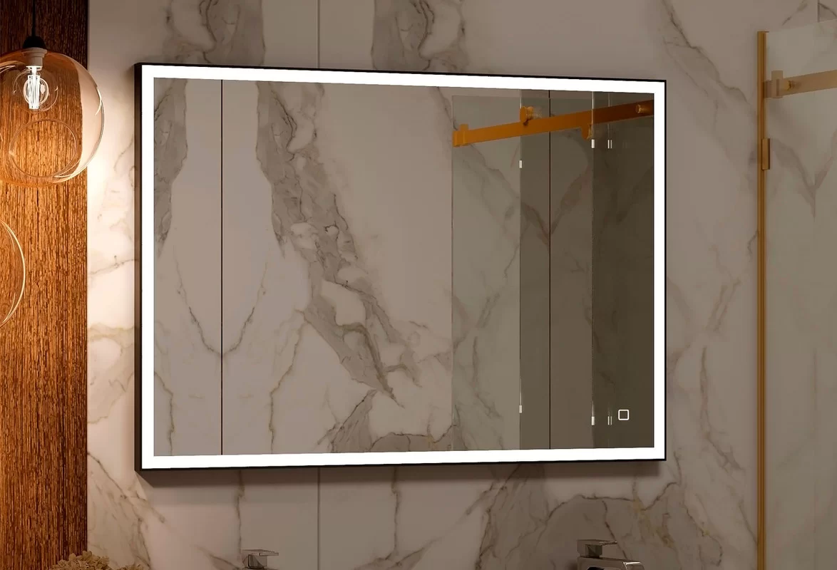 Приобрести continent зеркало с подсветкой solid black 90х80 см, черное