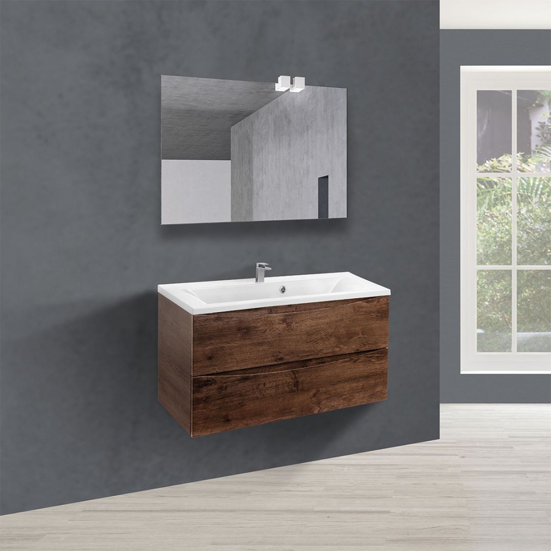 Приобрести vincea тумба подвесная mia 90 см, темное дерево с белой раковиной vmc-2ma900rw;vcb-3m900w