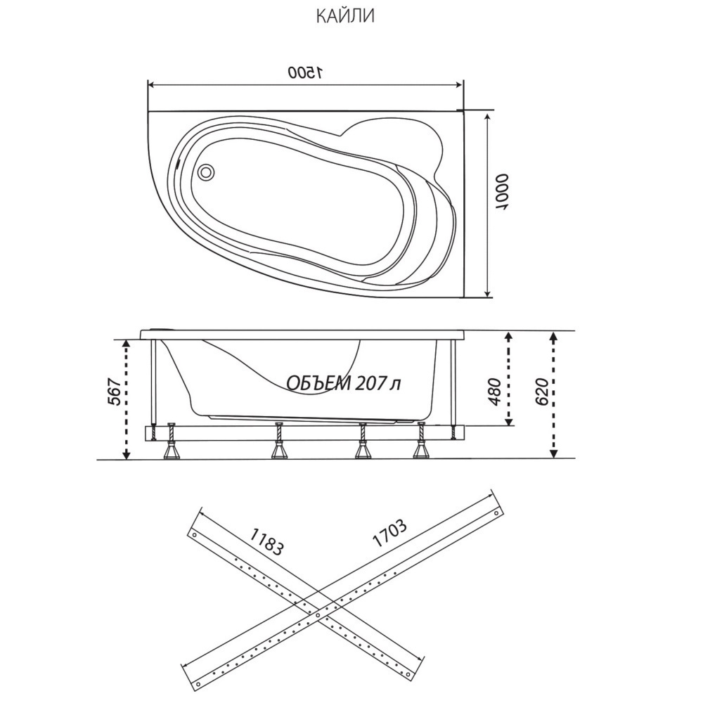 Приобрести тритон ванна акриловая кайли 150х100 см, асимметричная, правая щ0000044610