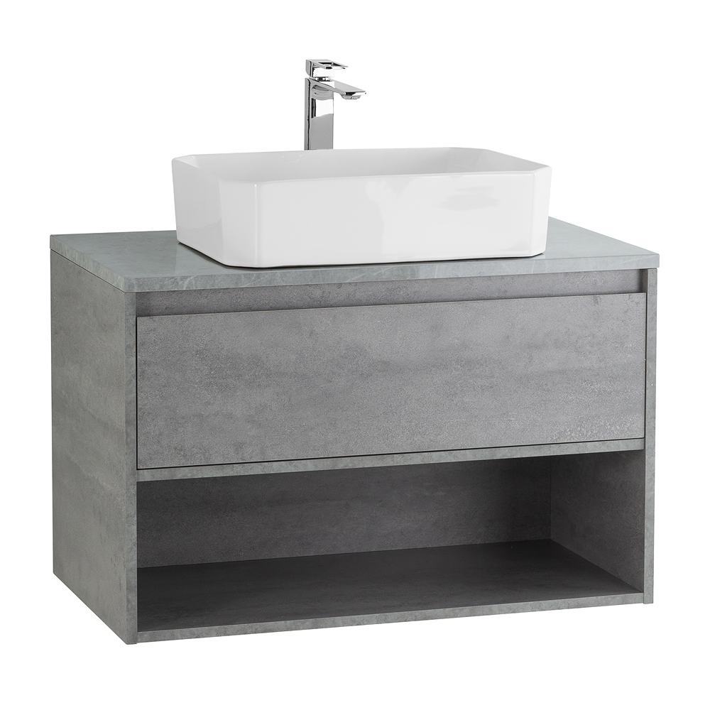 Приобрести belbagno тумба со столешницей kraft 80 см с ящиком и полкой, подвесная cemento grigio