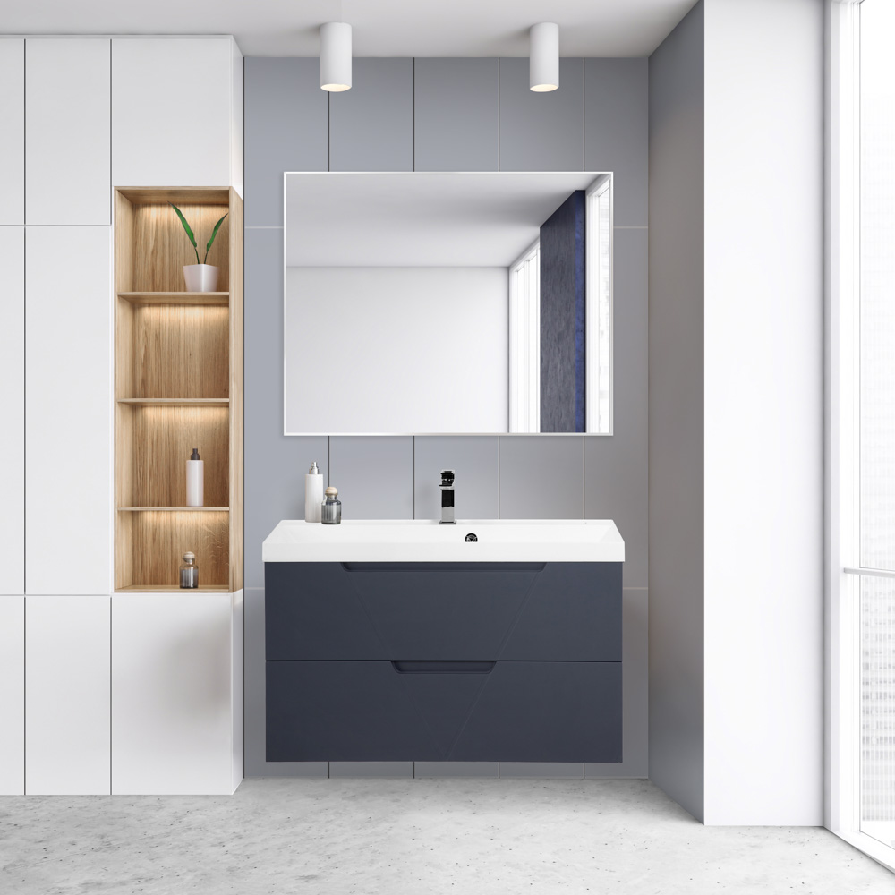Приобрести belbagno тумба с раковиной vittoria 90 см, подвесная grigio opaco, белая раковина