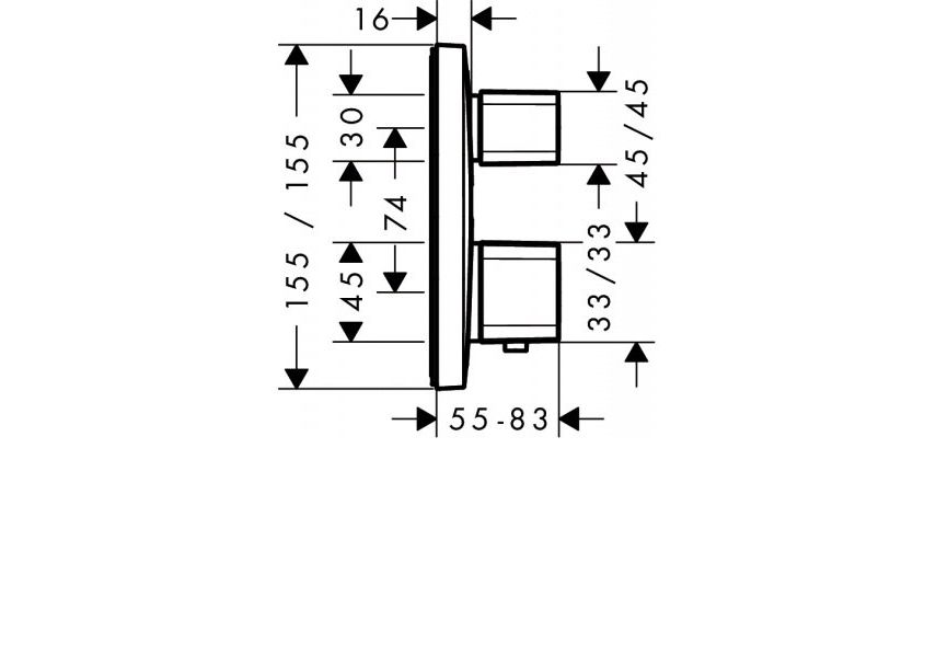 Приобрести смеситель для душа с термостатом hansgrohe ecostat e, скрытый монтаж 15707000