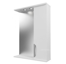 Mirsant Зеркало шкаф Камилла 60\2 60 см, с подсветкой, белый, правый УТ000004933