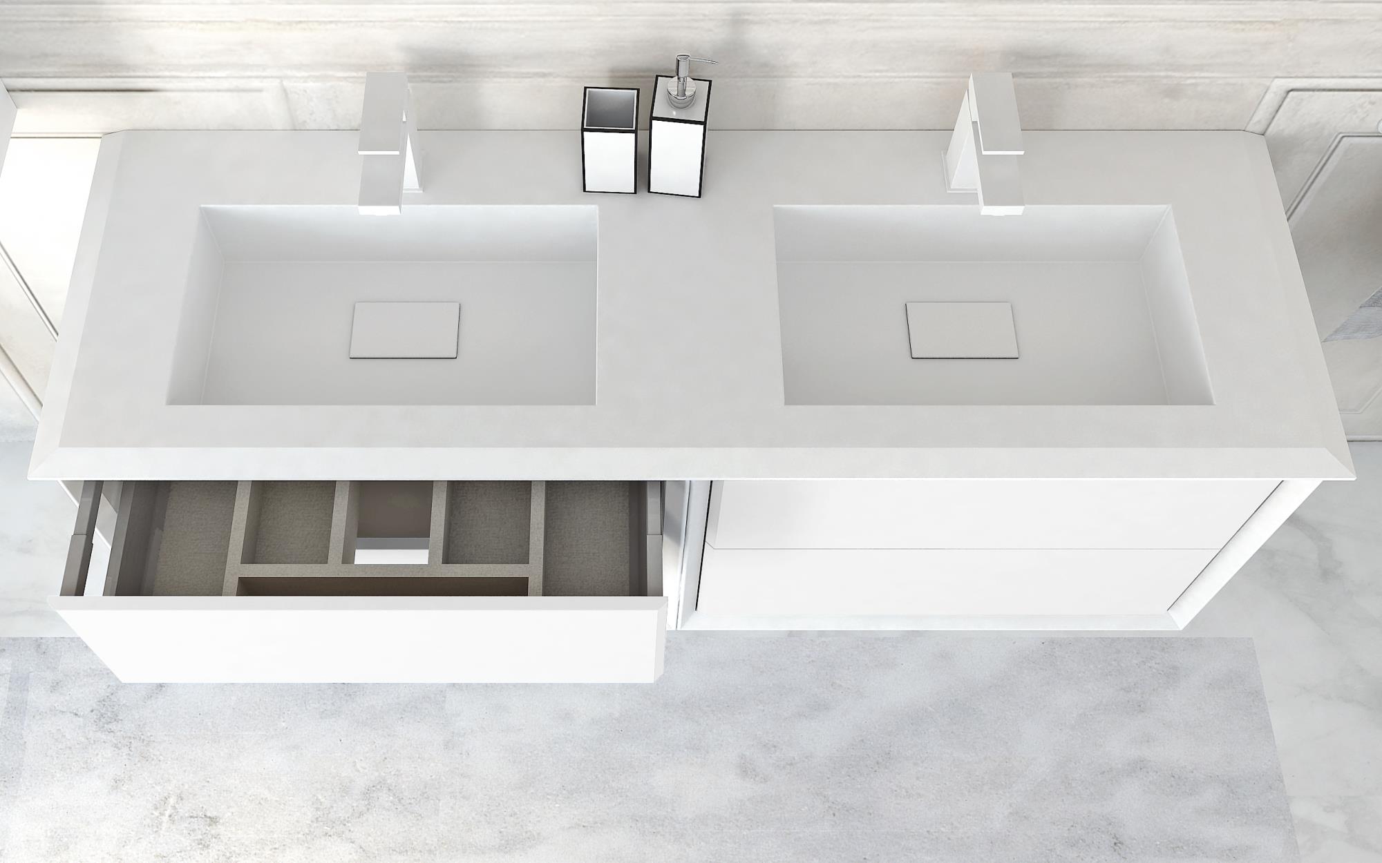 Приобрести cezares тумба подвесная с раковиной на две чаши bellagio 140 см bianco opaco, белая 54714