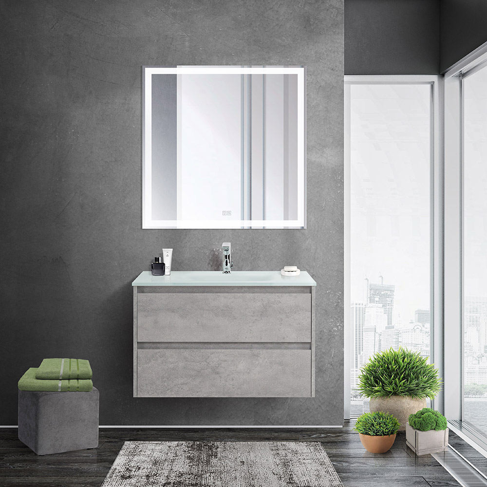 Приобрести belbagno тумба с раковиной kraft 80 см, подвесная cemento grigio, стеклянная раковина