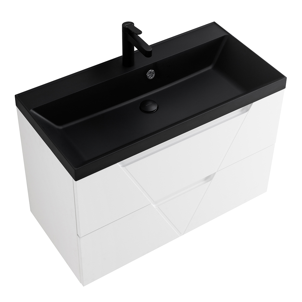 Приобрести belbagno тумба с раковиной vittoria 100 см, подвесная bianco lucido-p, чёрная раковина