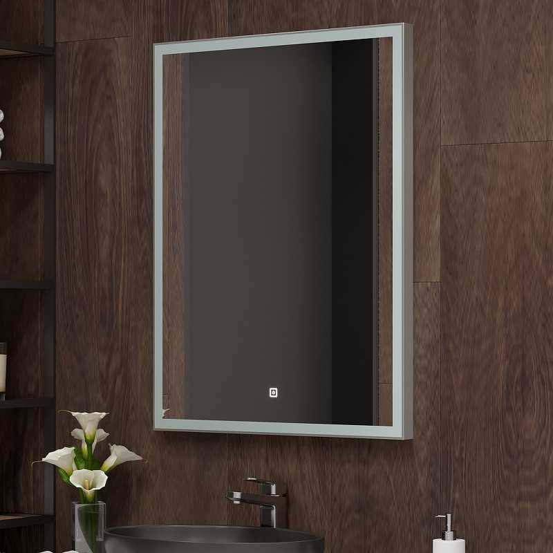 Приобрести continent зеркало с подсветкой frame 70х80 см, сенсорный включатель, серое