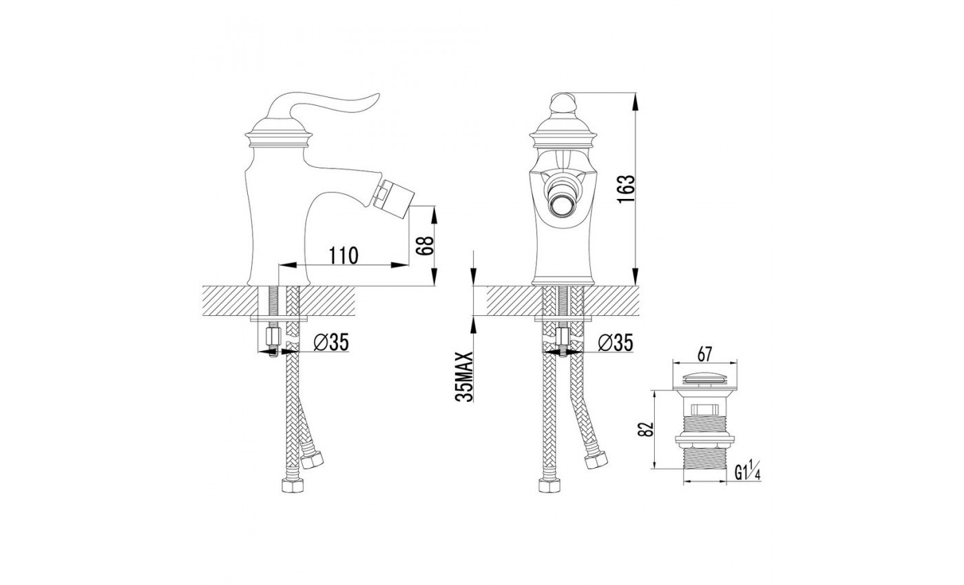 Приобрести lemark смеситель для биде brava с донным клапаном, золото lm4708g