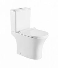 Azario Напольный унитаз-компакт Fretta Round, безободковый, c крышкой с микролифтом AZ-1217 + AZ-1216-G