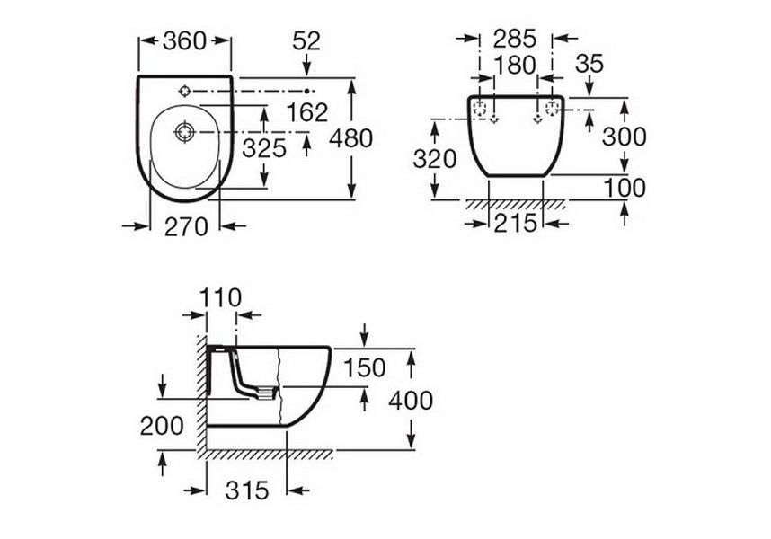 Приобрести биде подвесное roca meridian new 7.3572.4.600.0