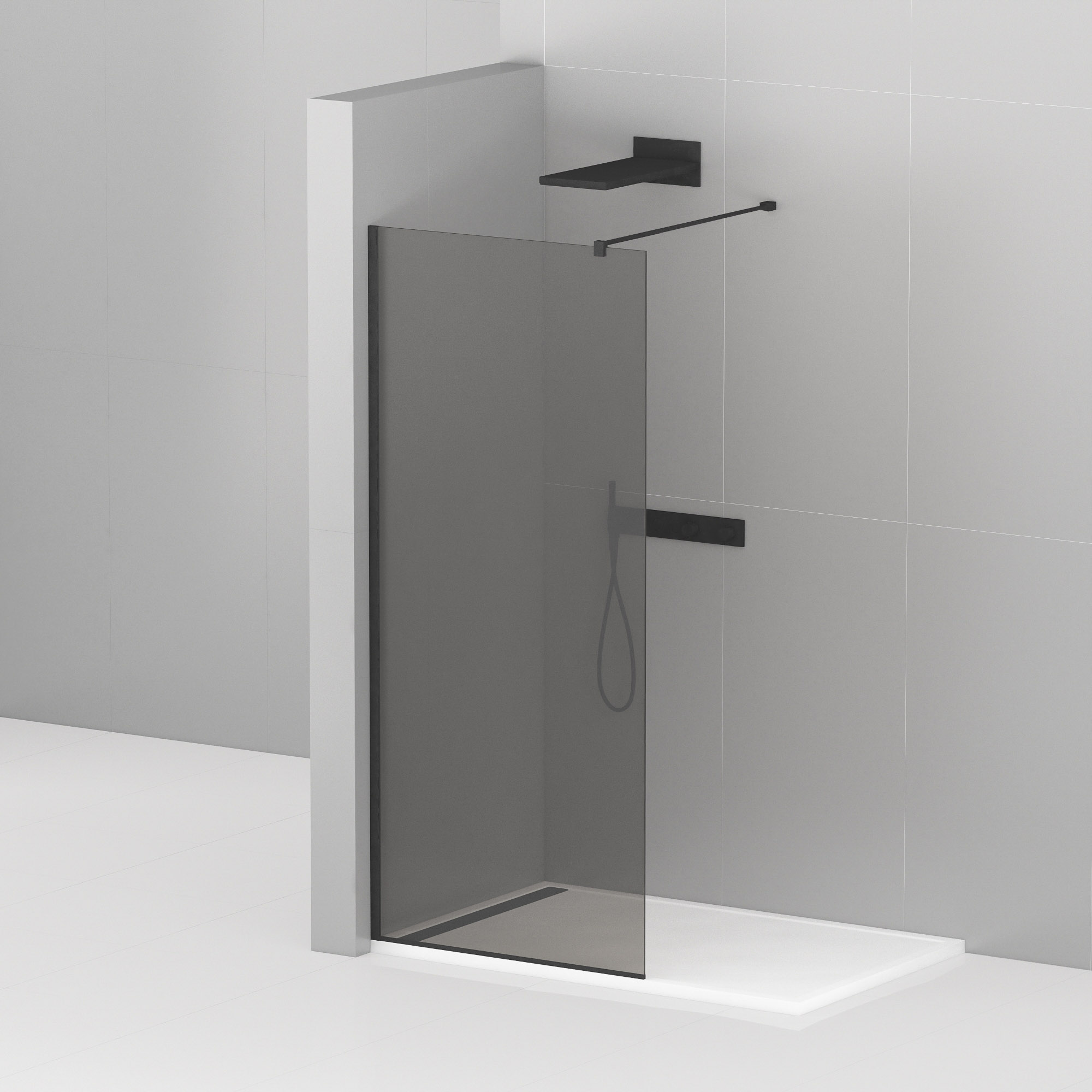 Приобрести cezares душевая перегородка liberta 110 см, серый\черный liberta-l-1-110-120-gr-nero