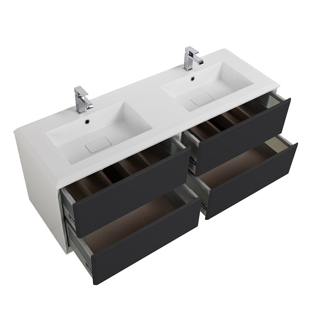 Приобрести cezares тумба подвесная с раковиной на две чаши bellagio 140 см grafite, графит 54715