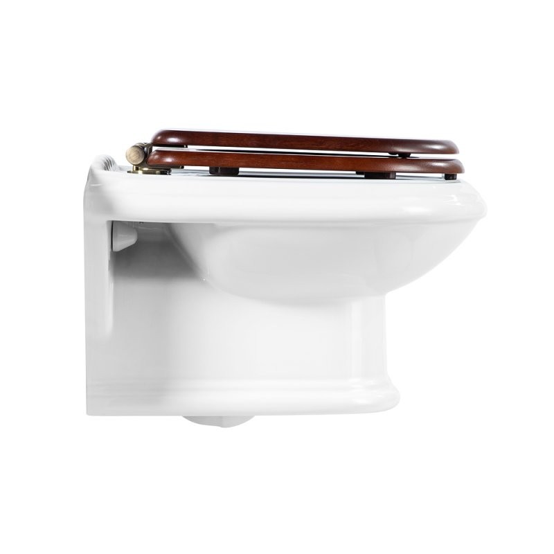 Приобрести cezares подвесной унитаз king palace с деревянным сиденьем микролифт, белый\орех\бронза