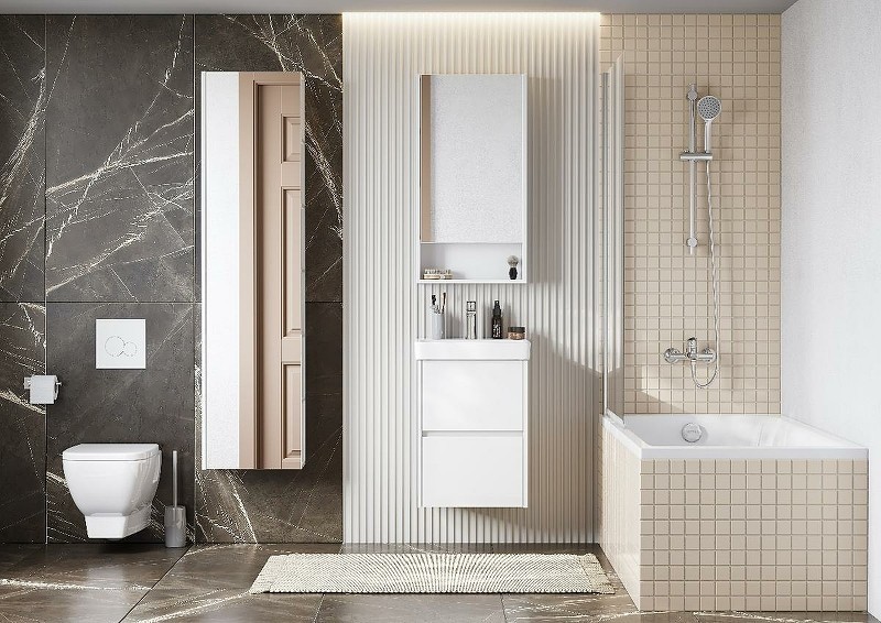 Приобрести акватон зеркало шкаф сканди 45, белый