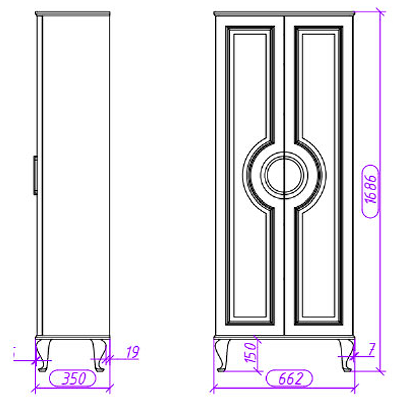Приобрести caprigo пенал напольный velletta 66 см, распашной, белый 35351-sf027