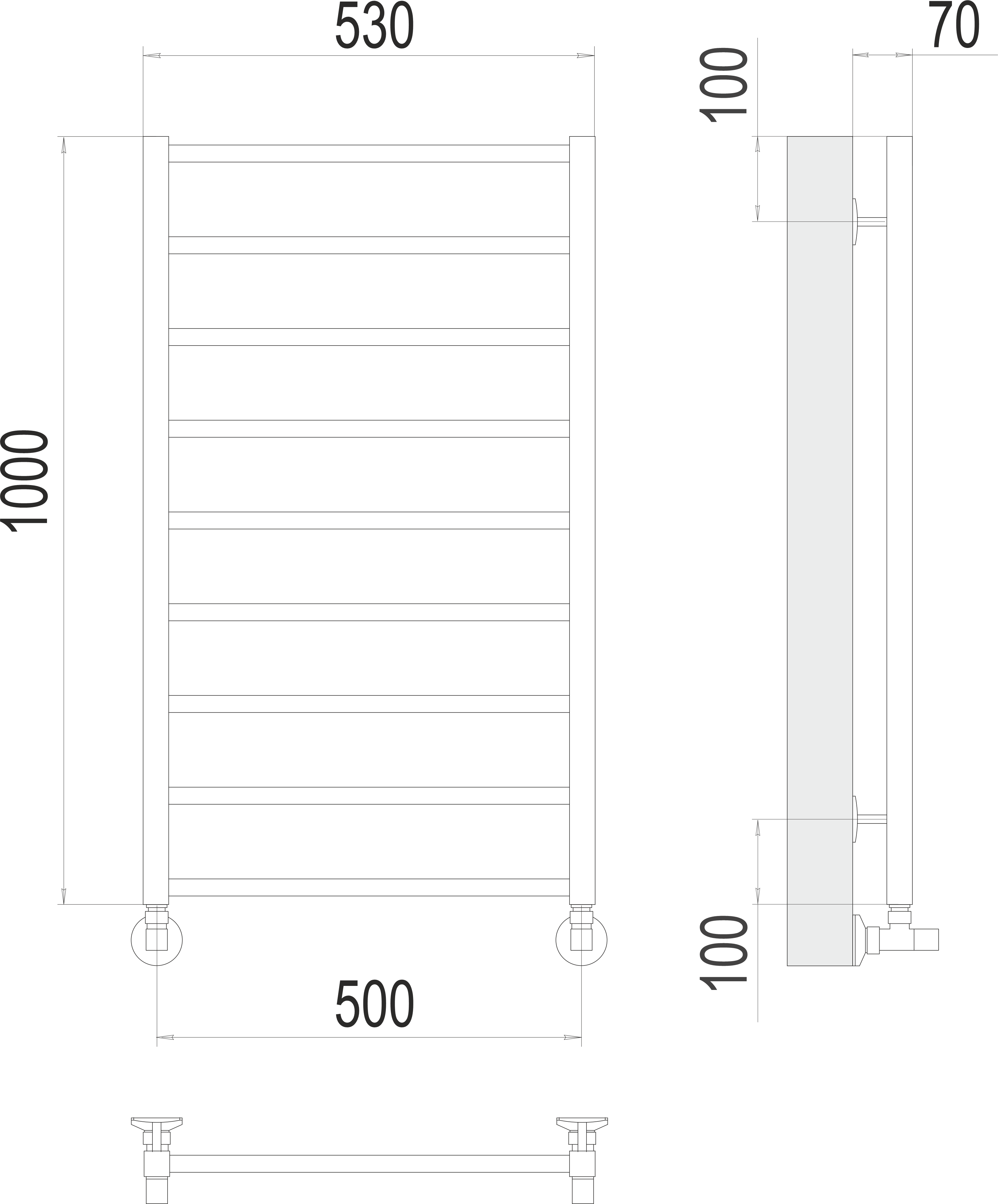 Приобрести terminus полотенцесушитель контур п9 50х100 см, водяной, хром