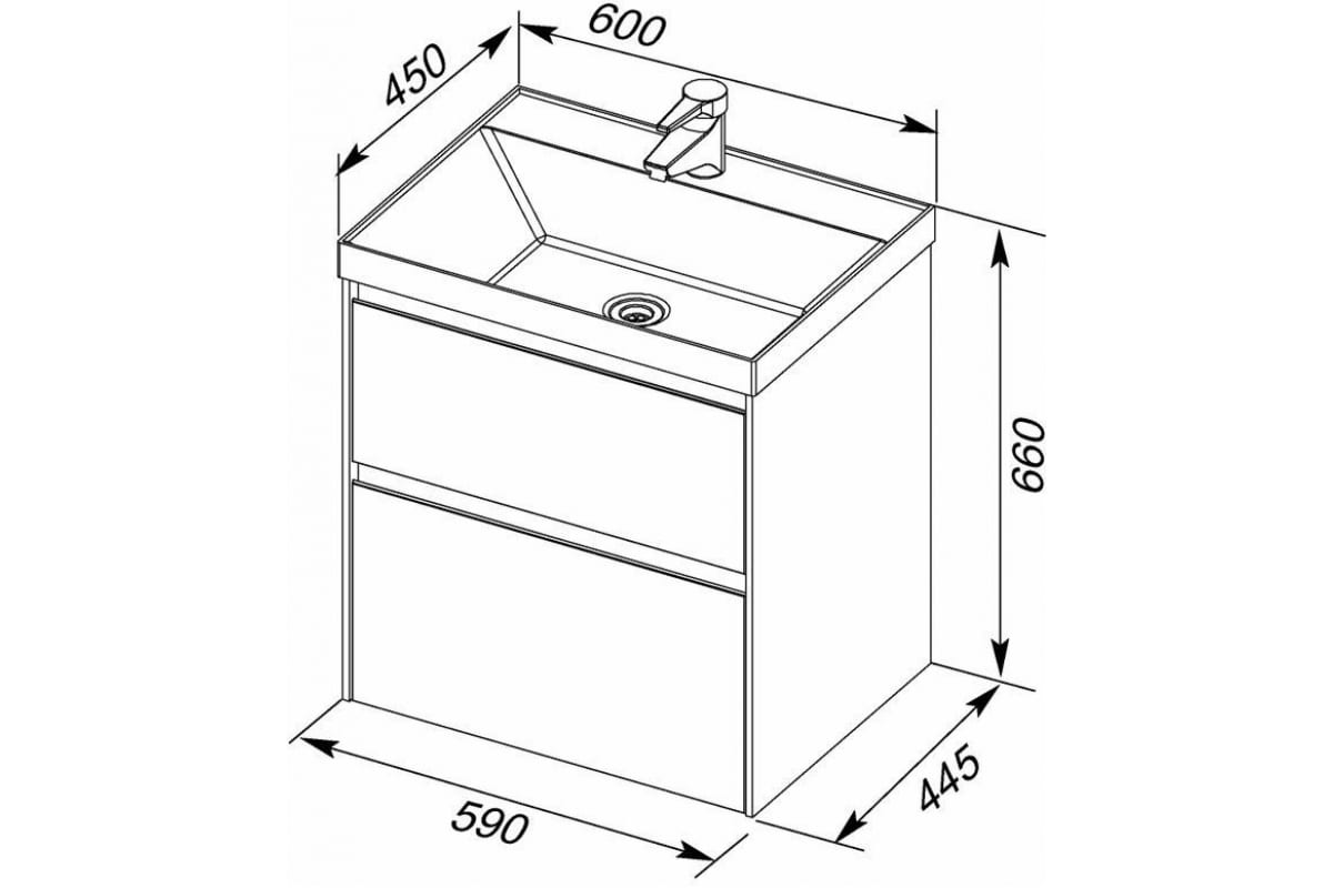 Приобрести aquanet тумба с раковиной гласс 60 см, белая