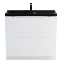 BelBagno Тумба с раковиной MARINO 90 см, напольная Bianco Lucido, чёрная раковина