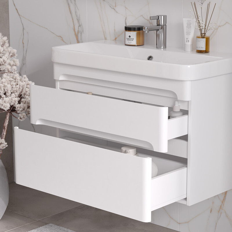 Приобрести equil тумба подвесная с раковиной nice 80 см, белая матовая tpnice80.2y-05