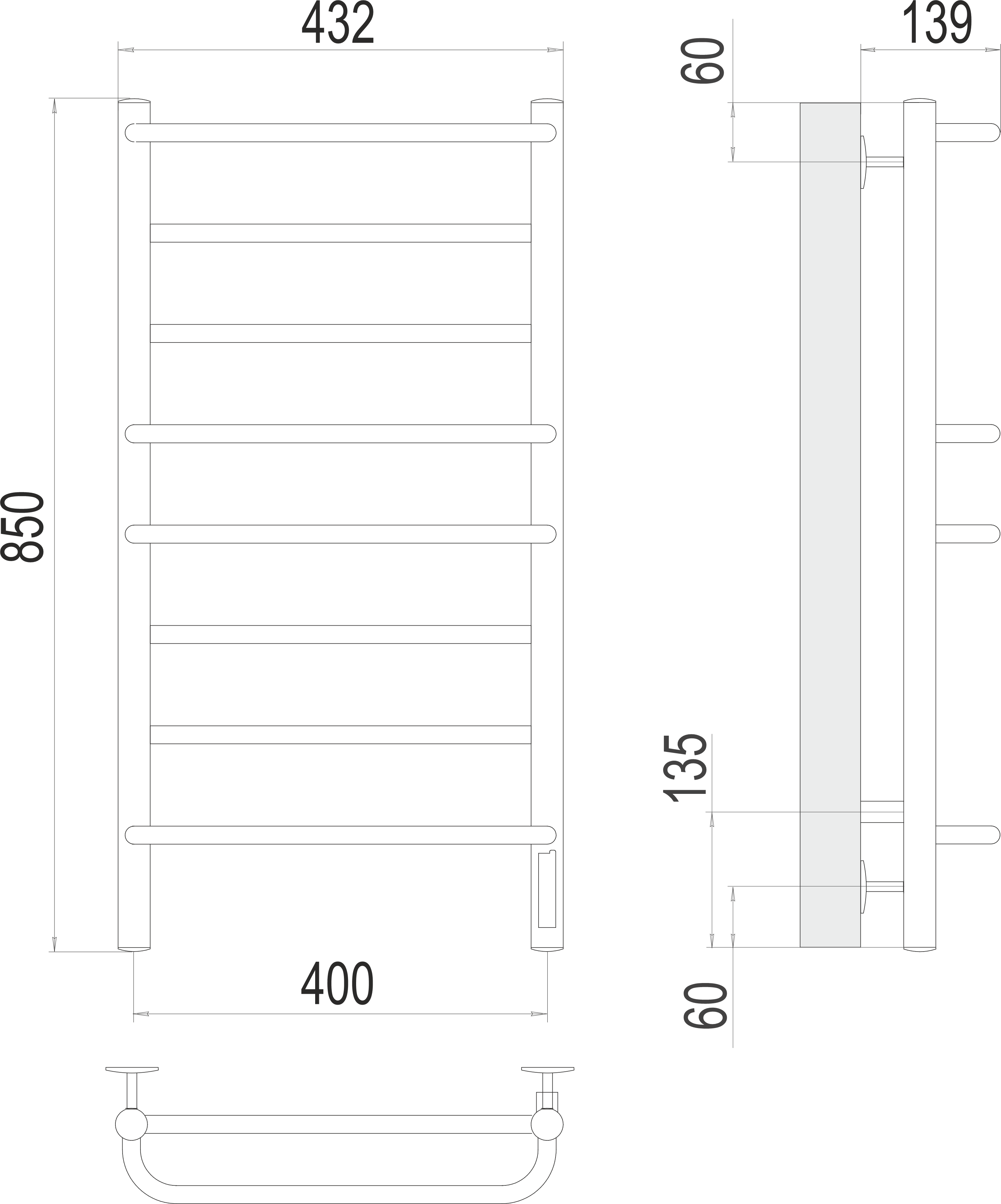Приобрести полотенцесушитель 500х850 мм электрический terminus евромикс п8 4670078531292