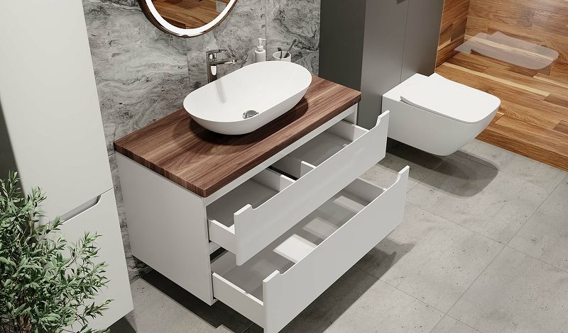 Приобрести jorno тумба подвесная wood 100 см со столешницей светлое дерево, белая