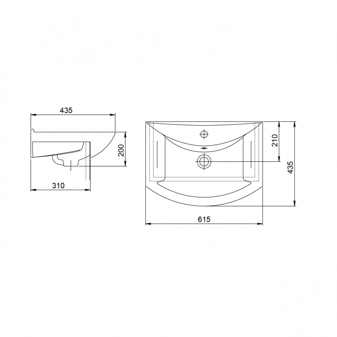 Приобрести onika раковина подвесная 61х43см, фарфор 131203s0011b