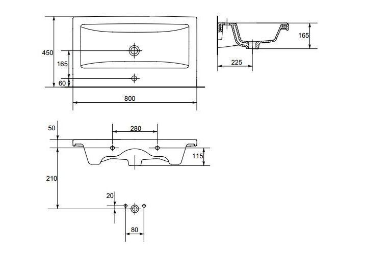 Приобрести раковина врезная на столешницу cersanit como 80 см