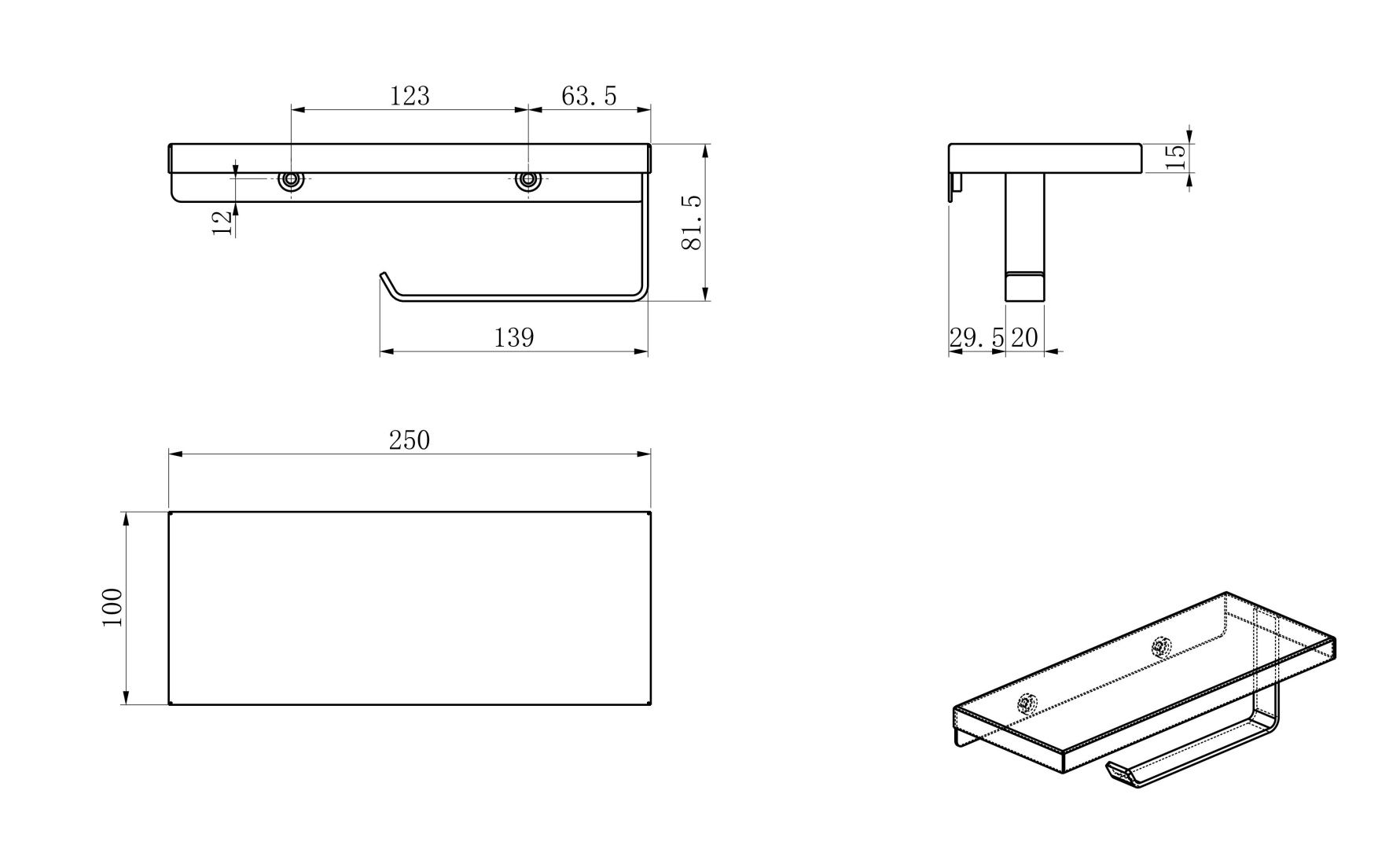 Приобрести держатель для туалетной бумаги с полкой wonzon & woghand, черный матовый (ww-v2801-mb)