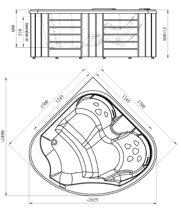 Приобрести бассейн radomir корнелия 170х170см с белой чашей