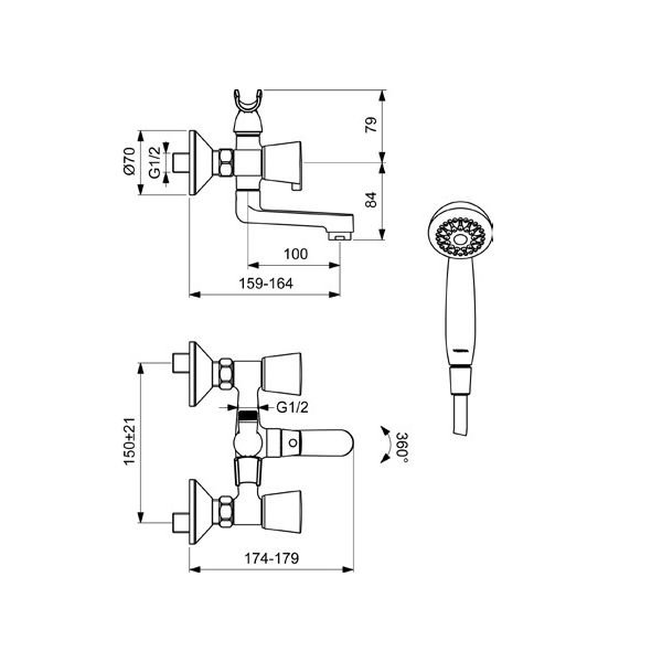 Приобрести смеситель для ванны/душа vidima quadro ba344aa