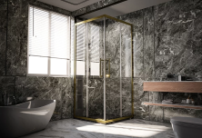 Veconi Душевое ограждение Premium Trento 80х120 см, брашированное золото, прозрачное PTC20-G-12080-01-C4