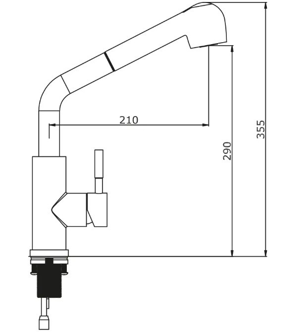 Приобрести смеситель для кухни vieir kitchen 355 мм, с вытяжной лейкой, сатин v15027