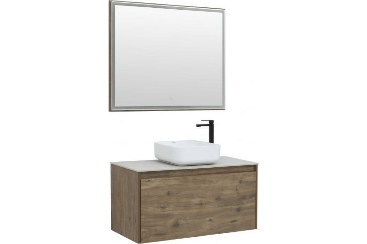 Приобрести aquanet зеркало nova lite 100 см, led подсветка, дуб рустикальный