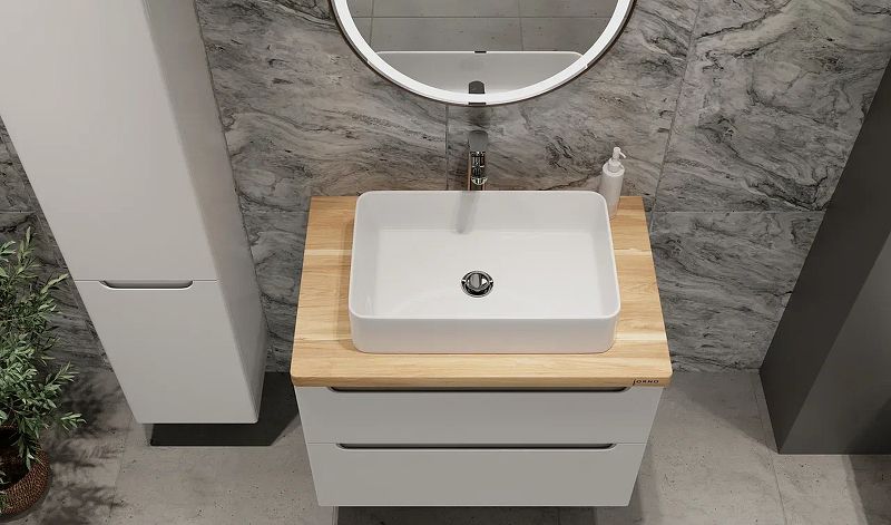 Приобрести jorno тумба подвесная wood 100 см со столешницей светлое дерево, белая