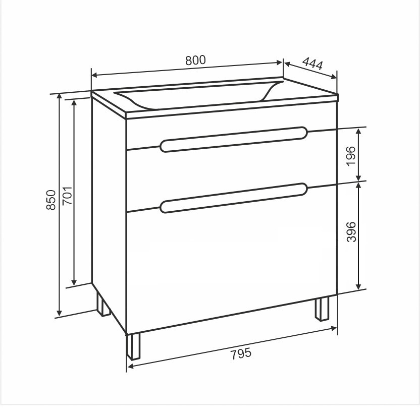 Приобрести aqua de marco тумба напольная с раковиной olivia 80см, два ящика, белый 2080coli/f/2; 280olivia