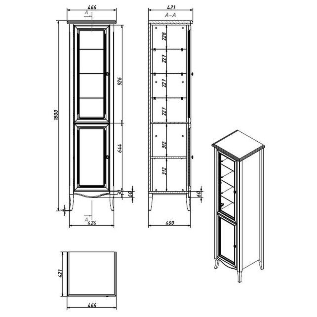 Приобрести caprigo пенал lion 46 см, светлое дерево, экошпон