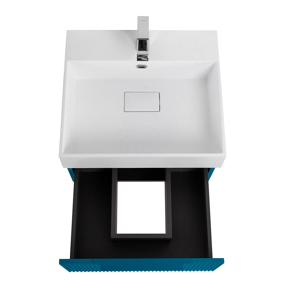 Приобрести cezares тумба подвесная с раковиной premium 50 см plisse blu petrolio, голубая 55413