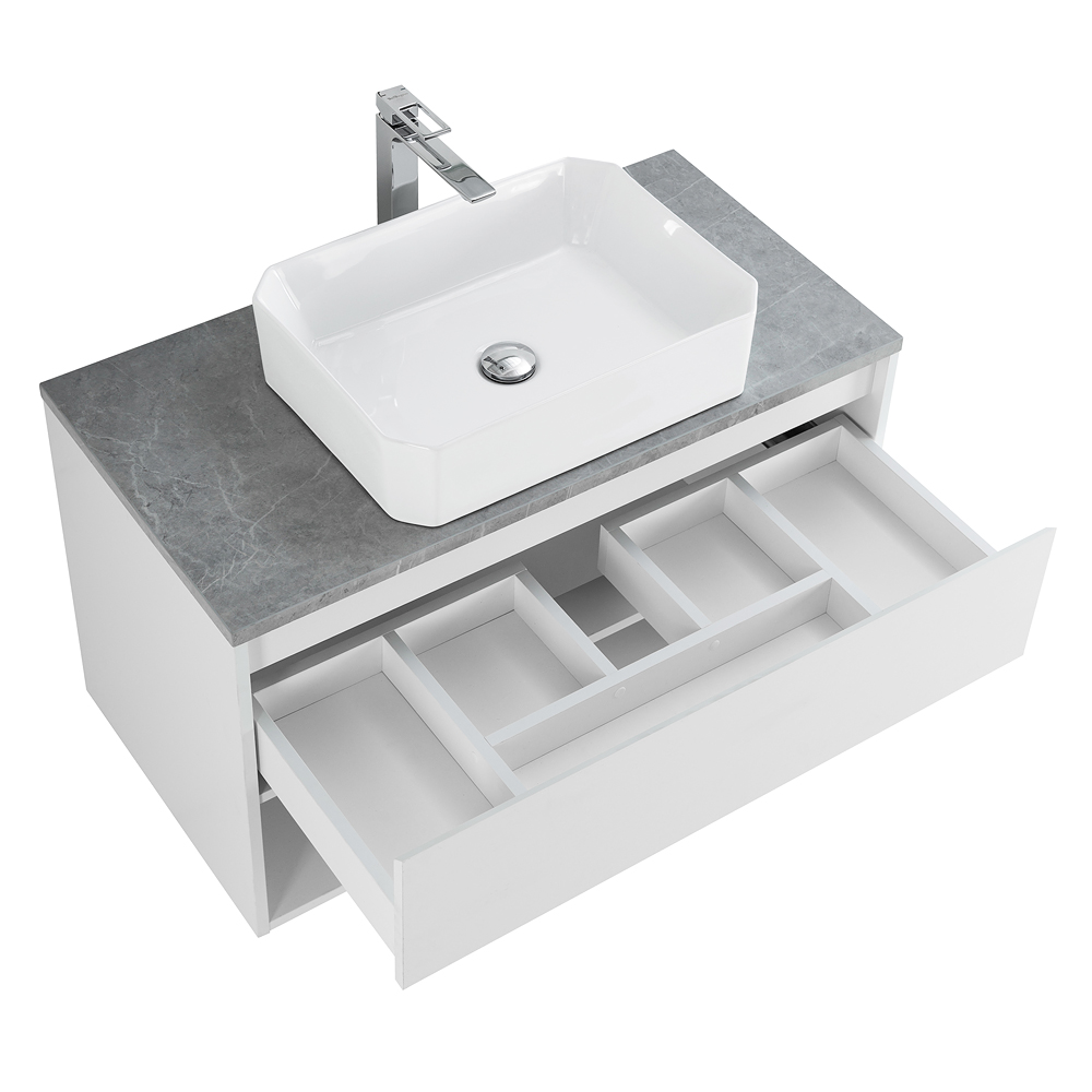 Приобрести belbagno тумба со столешницей kraft 100 см с ящиком и полкой, подвесная bianco opaco