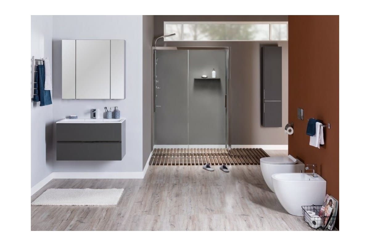 Приобрести aquanet тумба с раковиной алвита 100 см, серый антрацит