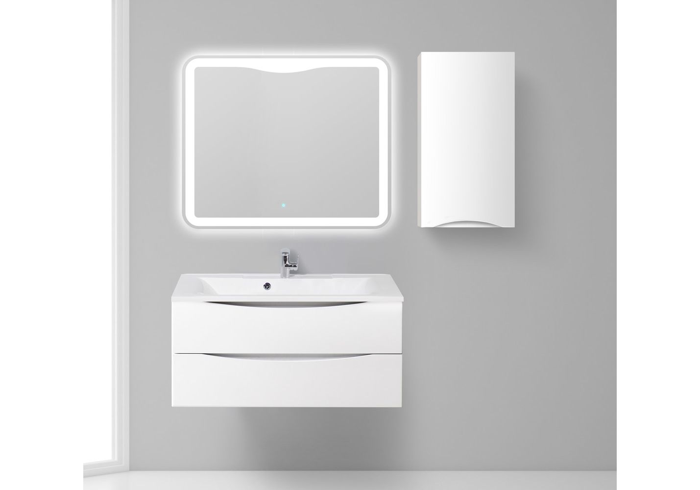 Приобрести шкаф подвесной belbagno fly-marino-750-1a-sc-bl-p-r 40 см, правый, bianco lucido