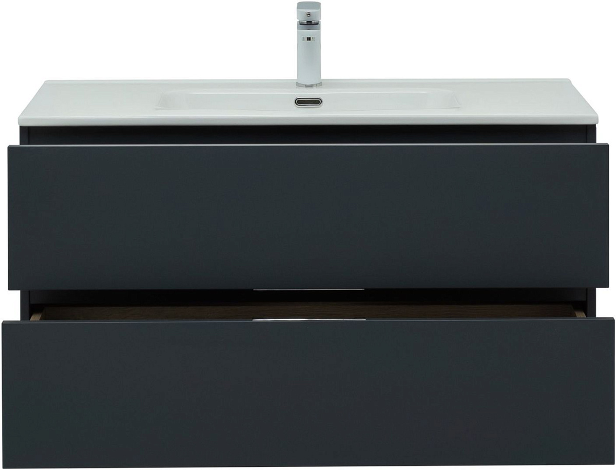 Приобрести aquanet тумба с раковиной алвита new 100 см, 2 ящика, антрацит