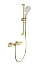 Смеситель для ванны с душевым гарнитуром и термостатом WONZON & WOGHAND Plate, Брашированное золото (WW-C2017-A-BG)